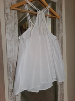 Camiseta Mango Halter Blanca T S, espalda nadador