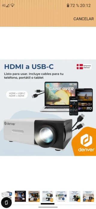 Mini proyector Denver PR 1000 HDMI USB C