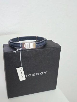 Pulsera Viceroy Hombre Cuero Azul y Plata