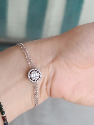 Pulsera Plata Circonitas Baguette Halo