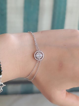 Pulsera Plata Circonitas Baguette Halo