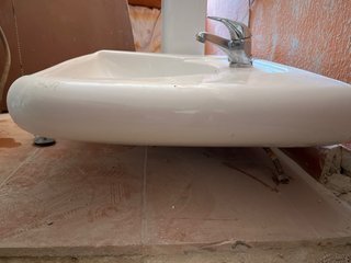 Lavabo grande de porcelana blanco