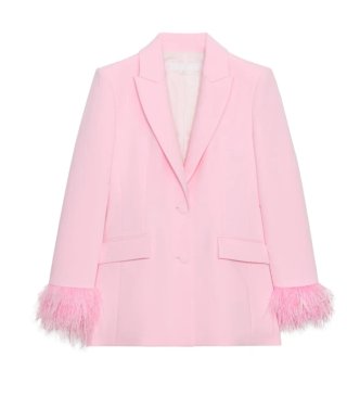 Traje Zara rosa con plumas