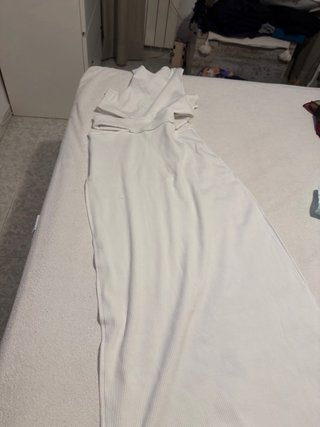 Zara Blanco Rib vestido largo con abertura lateral