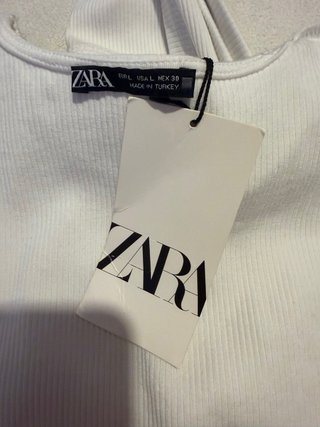 Zara Blanco Rib vestido largo con abertura lateral