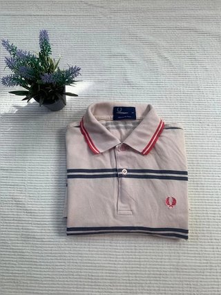 Polo Fred Perry rosa palo de rayas talla XS