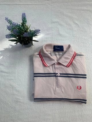 Polo Fred Perry rosa palo de rayas talla XS