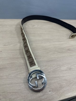 Cinturón Gucci GG Crema Marrón