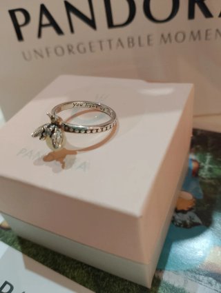 Anillo Pandora Abeja Plata y Amarillo