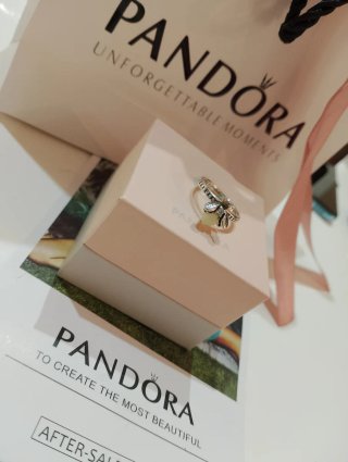 Anillo Pandora Abeja Plata y Amarillo