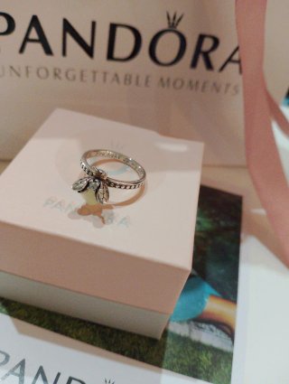 Anillo Pandora Abeja Plata y Amarillo