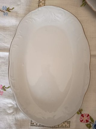 Vajilla Porcelana Blanca Alhambra Filo Dorado