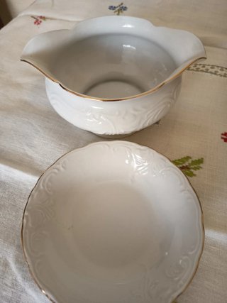 Vajilla Porcelana Blanca Alhambra Filo Dorado