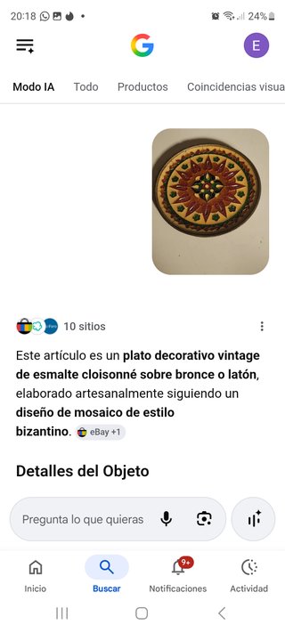 Plato decoración bronce pintado a mano