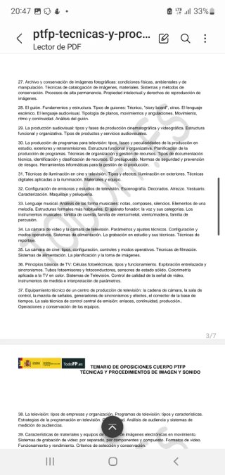Temario Oposiciones Secundaria Imagen y Sonido