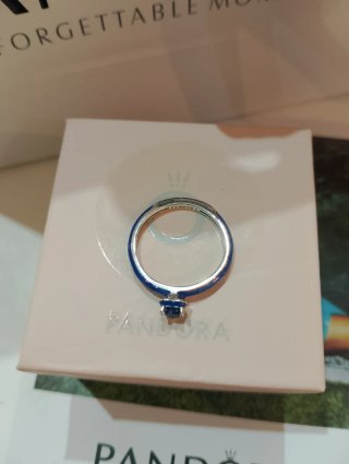 Anillo Pandora Azul y Plateado