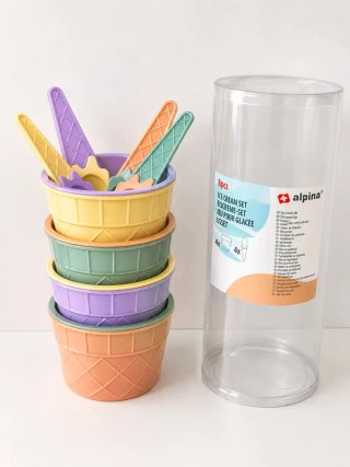 Set 8 Cuencos Helado Diseño Cono Pastel