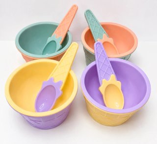 Set 8 Cuencos Helado Diseño Cono Pastel