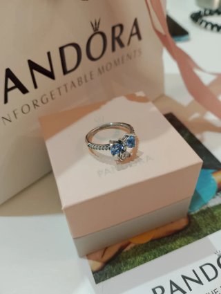 Anillo Pandora Mariposa Azul y Plata