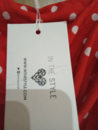 Vestido fiesta rojo lunares blanco Talla M