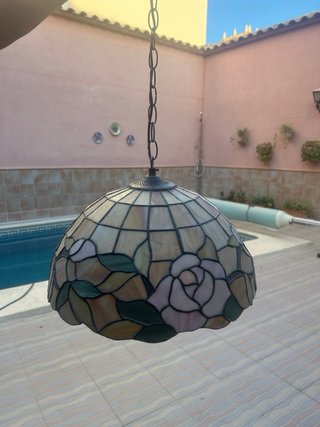 Lámpara Tiffany Rosa Beige Cristal Metal