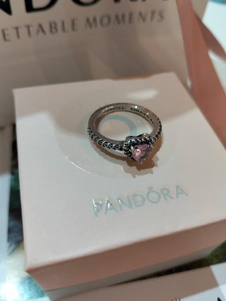 Anillo Pandora Corazón Rosa Plata
