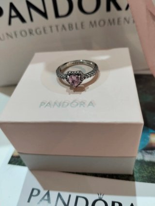 Anillo Pandora Corazón Rosa Plata