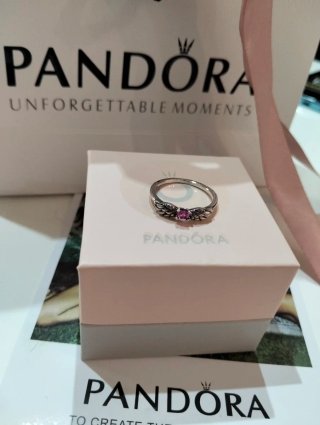 Anillo Pandora Corazón Rosa Talla 56