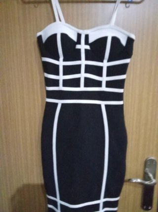 Vestido fiesta negro y blanco talla M
