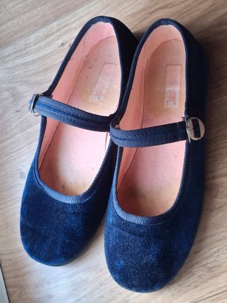 Elegantes Bailarinas terciopelo azul