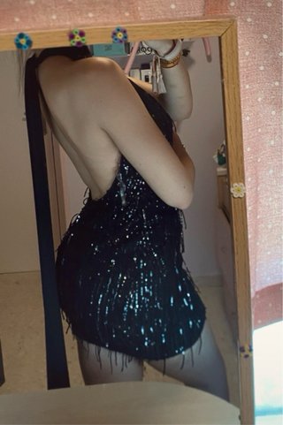 Vestido fiesta lentejuelas negro