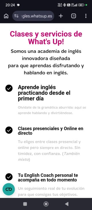 Curso de inglés academia What's up
