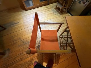 Conjunto mesa y 2 sillas madera y tela