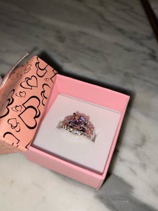 Anillo Inox Circonita Rosada Talla 16