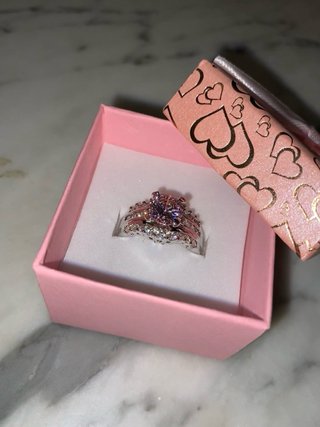 Anillo Inox Circonita Rosada Talla 16