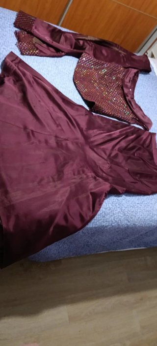 Vestido fiesta lentejuelas morado talla 48