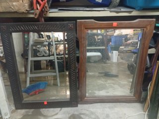 2 Cuadros Espejos Artesanales Madera,antiguos.