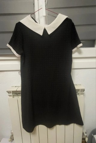 Vestido Negro Verano Cuello Blanco
