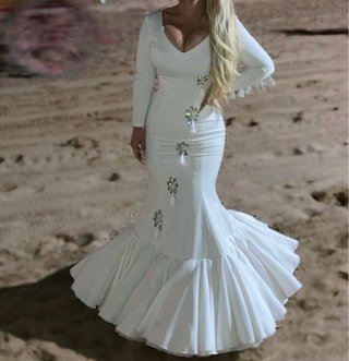 Vestido Flamenca Pedrería Blanco pasera Simof