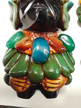 2 tótems mayas obsidiana de piedras