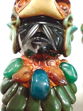 2 tótems mayas obsidiana de piedras