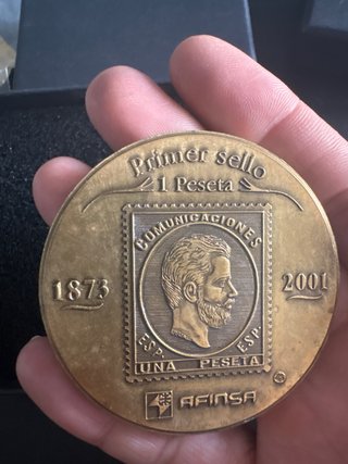 Medalla Bronce Sello 1 Peseta 1873-2001