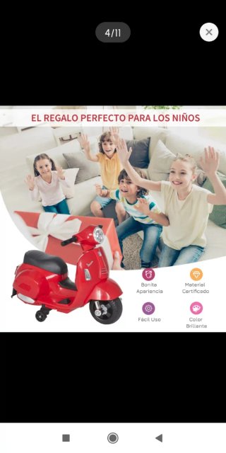 Moto eléctrica Vespa 18-36 meses 6V