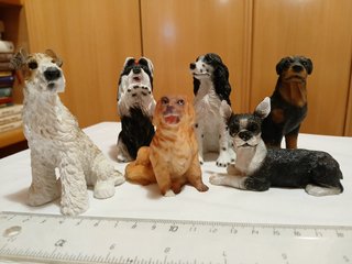 Colección 6 figuras de perros miniatura de resina,