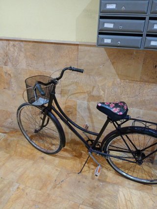 Bicicleta de paseo negra con cesta