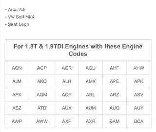 Suplementos Motor 1.9 TDI y 1.8T