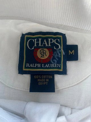Polo Chaps Ralph Lauren vintage blanco logo escudo bordado talla M