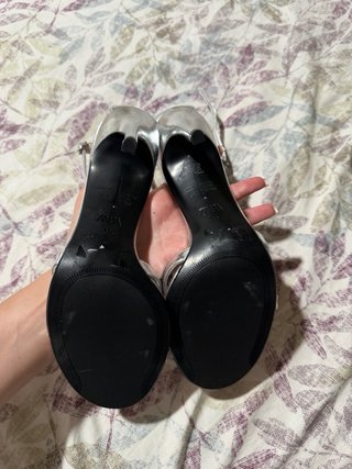 Tacones Zara Plata Hebilla Talla 40