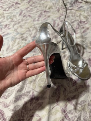Tacones Zara Plata Hebilla Talla 40