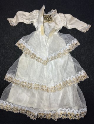 Vestito Barbie bianco con pizzo dorato vintage